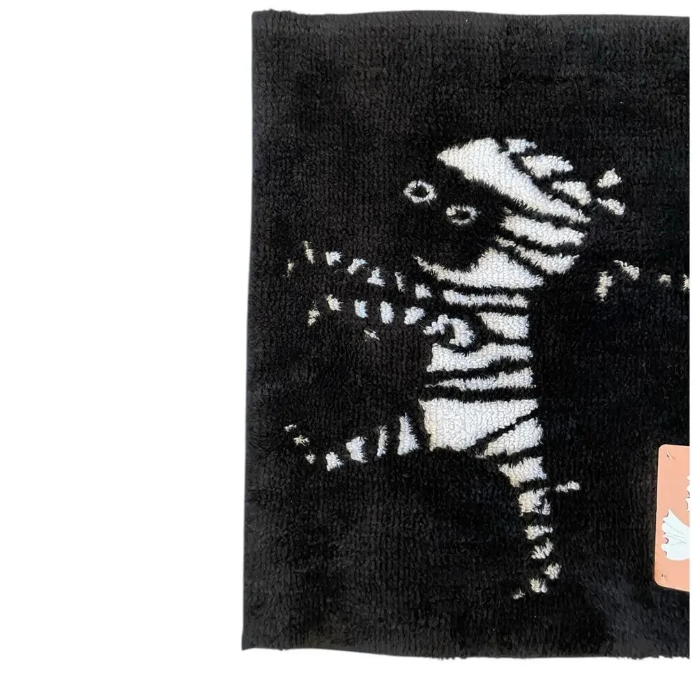 Kassaspa Mummy Walk Bath Rug 21x34  Black & White Halloween Bath Decor New